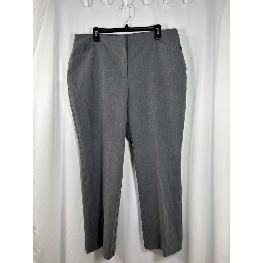 Chicos Grey Straight Leg Dress Pants Womens Size 3 Regular Professional Trousers